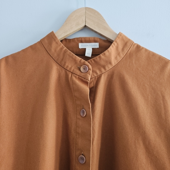 Eileen Fisher Washed Organic Cotton Canvas Jacket Medium Orange Chore Minimalist - Picture 4 of 10